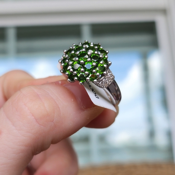 Green chrome diopside cluster ring - Picture 9 of 10